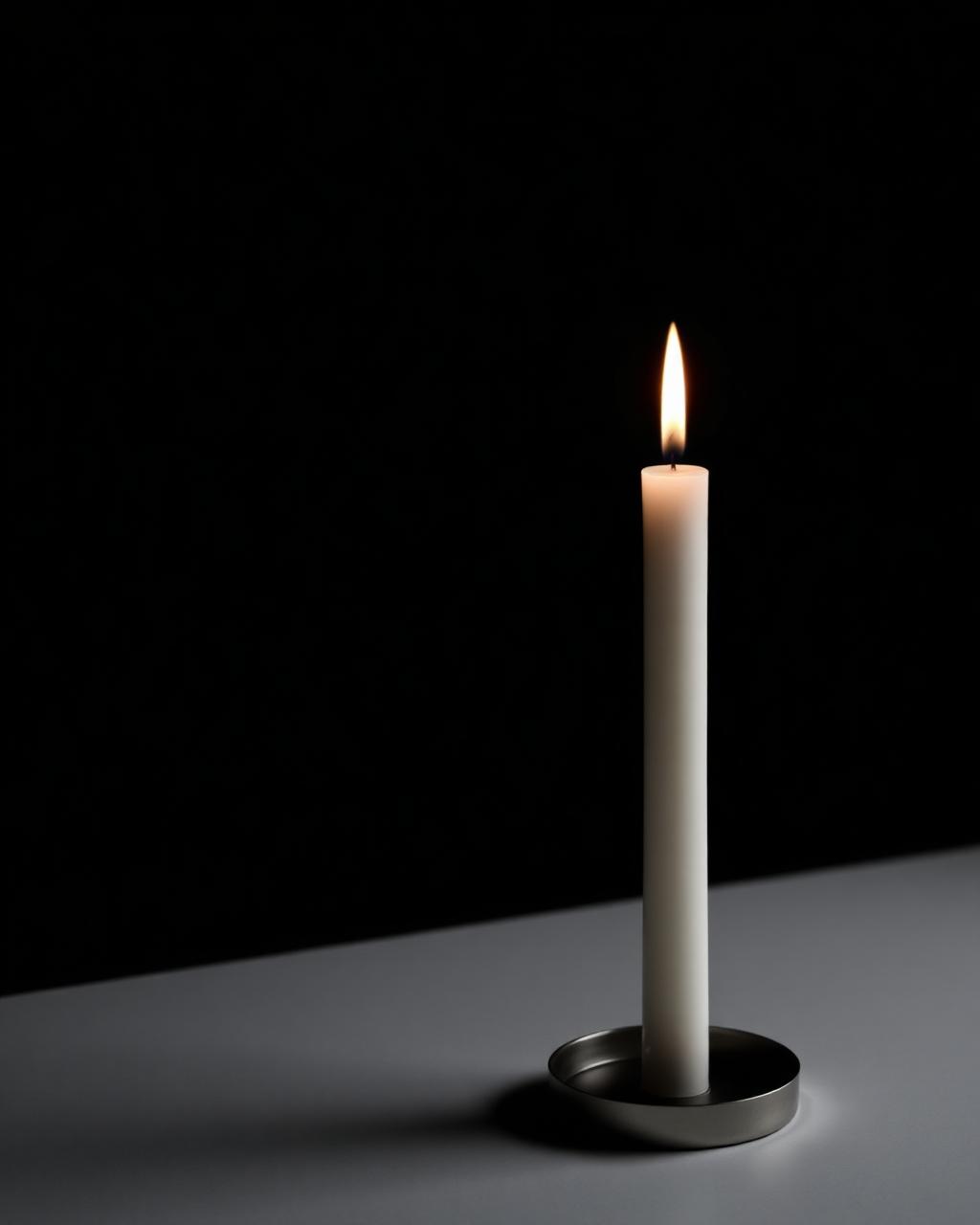 Single candle, focused